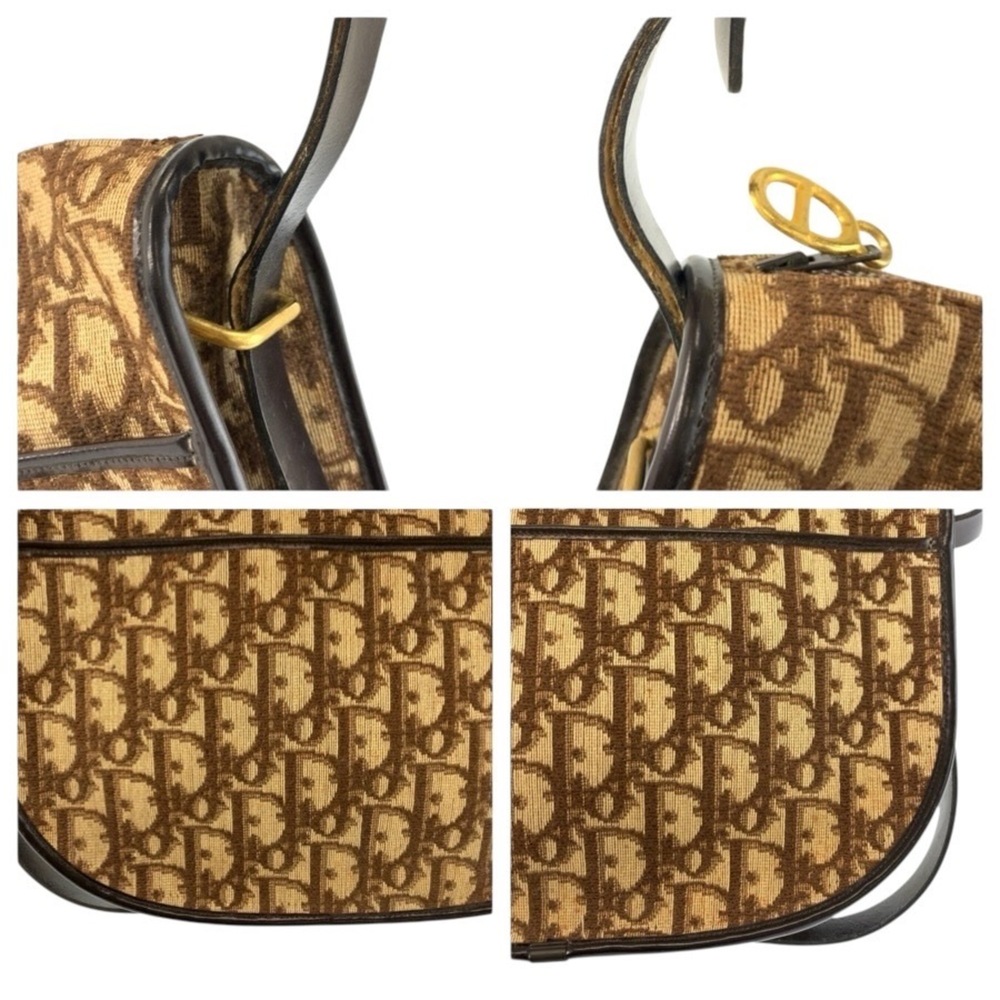 Christian Dior Vintage Trotter CD Logo Brown Gold Hardware Canvas Leather Han... - Picture 5 of 10